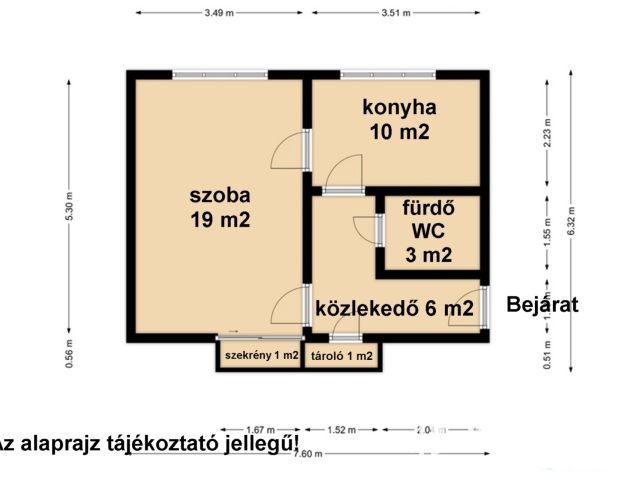 Kazinczy lkt.-en, 4. emeleti, 40 m2 tégla lakás kiadó.